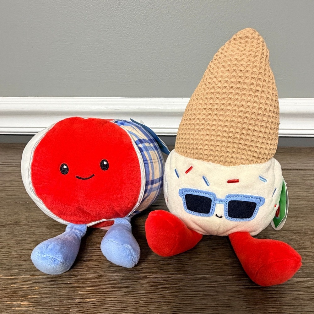 GiggleScape Target Plush Set Beach Ball and Ice Cream Cone with Sunglasses 2pc